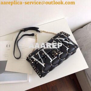 Replica Valentino Garavani Candystud Leather Clutch with VLTN Black 2