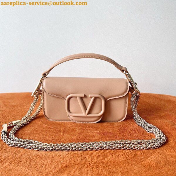 Replica Valentino Small Loco Shoulder Bag in Powder Beige Leather 11