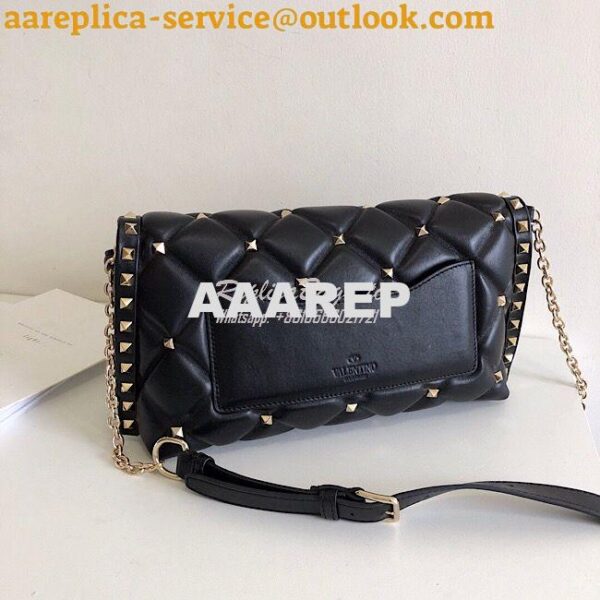 Replica Valentino Garavani Candystud Leather Clutch with VLTN Black 9