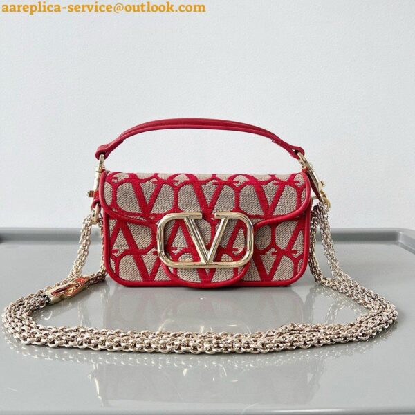 Replica Valentino Small Loco Shoulder Bag in Red Toile Iconographe 3