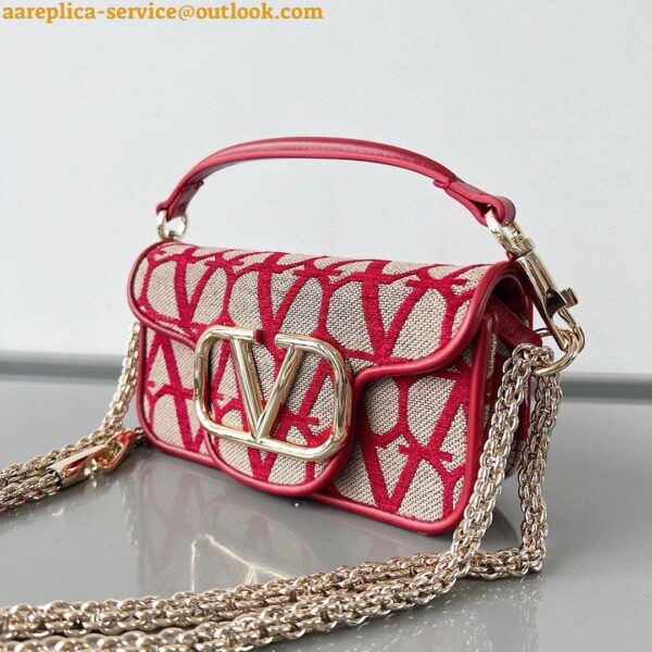 Replica Valentino Small Loco Shoulder Bag in Red Toile Iconographe 4