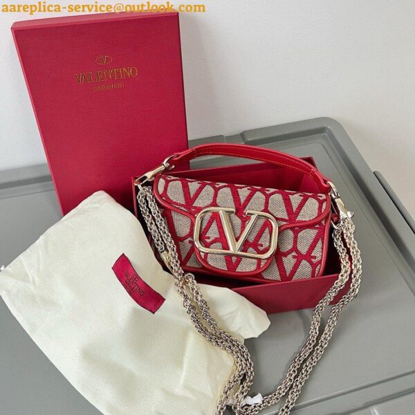 Replica Valentino Small Loco Shoulder Bag in Red Toile Iconographe 6