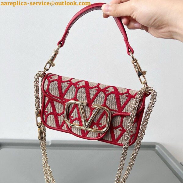 Replica Valentino Small Loco Shoulder Bag in Red Toile Iconographe 8