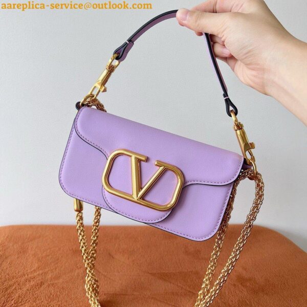 Replica Valentino Small Loco Shoulder Bag in Wisteria Calfskin 11