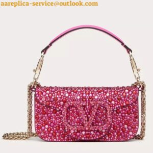 Replica Valentino Small Loco Shoulder Bag with Rhinestone Applique