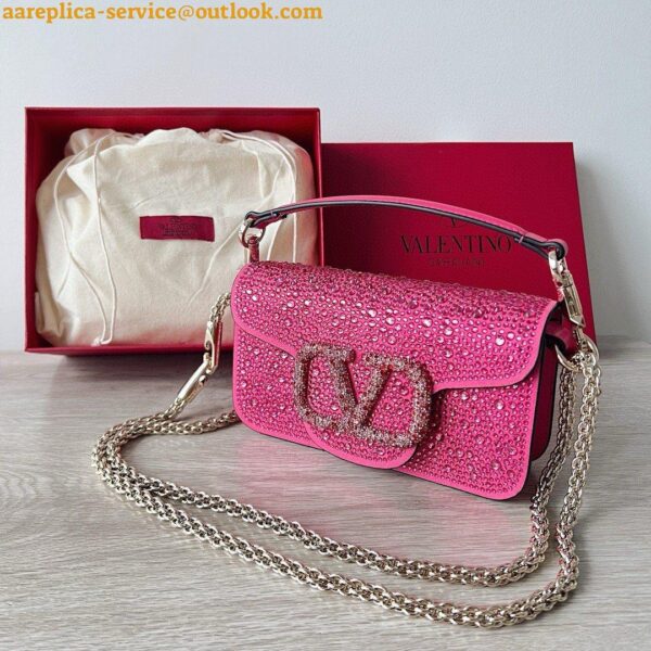 Replica Valentino Small Loco Shoulder Bag with Rhinestone Applique 8