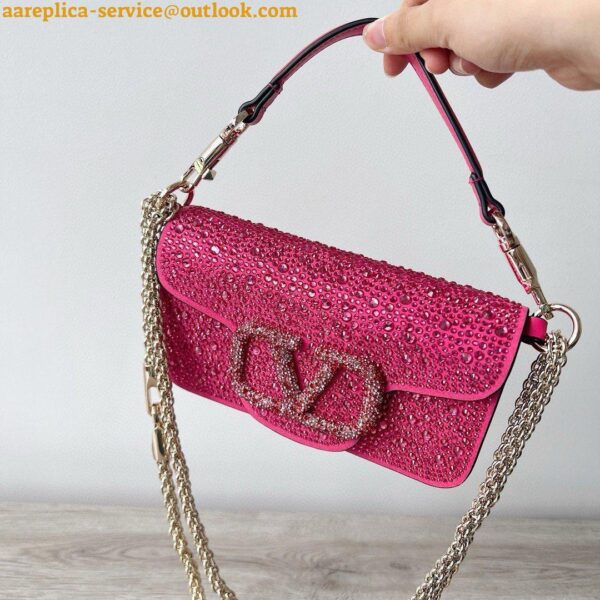 Replica Valentino Small Loco Shoulder Bag with Rhinestone Applique 12