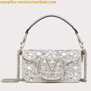 Replica Valentino Small Loco Shoulder Bag with Silver Crystals