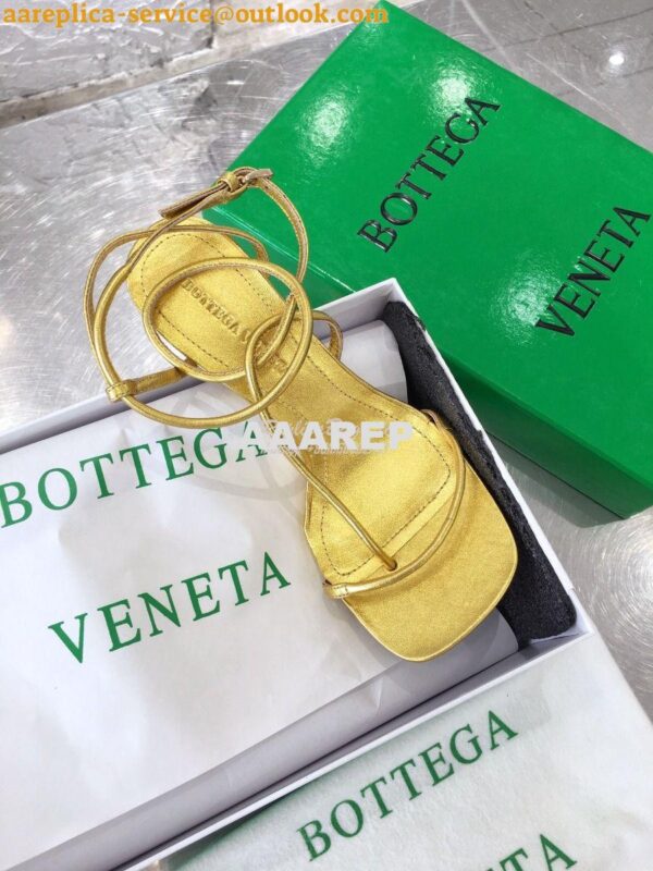 Replica Bottega Veneta BV By Line Stretch Sandals 630178 Metallic Gold 4