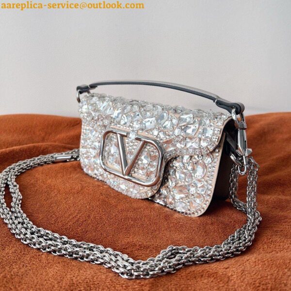 Replica Valentino Small Loco Shoulder Bag with Silver Crystals 5