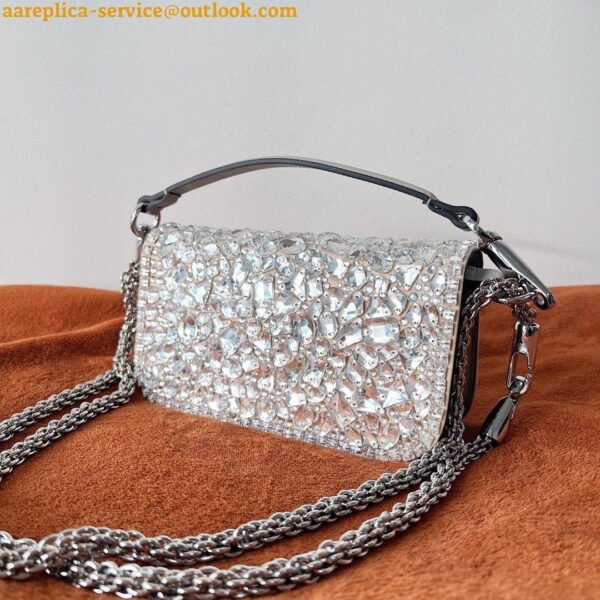 Replica Valentino Small Loco Shoulder Bag with Silver Crystals 10