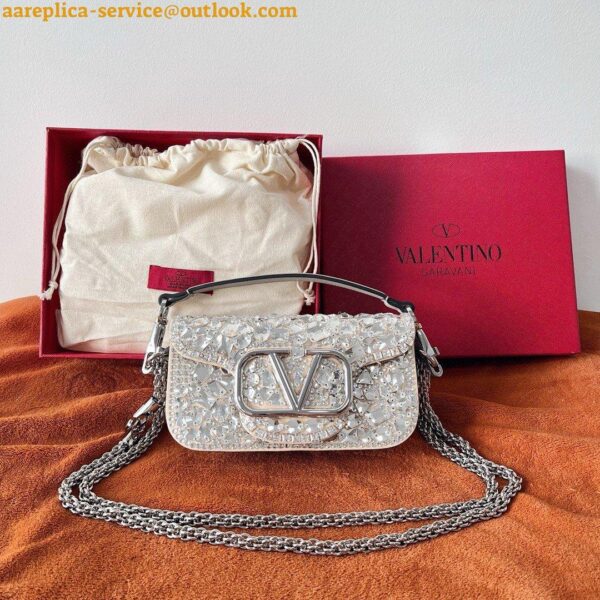 Replica Valentino Small Loco Shoulder Bag with Silver Crystals 11