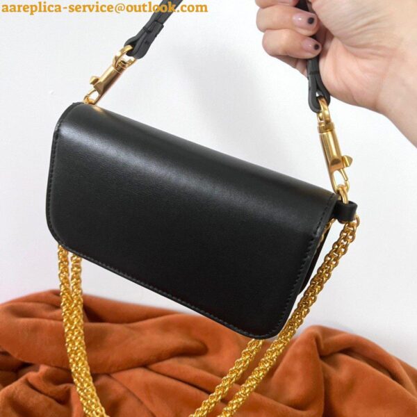 Replica Valentino Small Loco Shoulder Black Bag with Crystals Logo 3