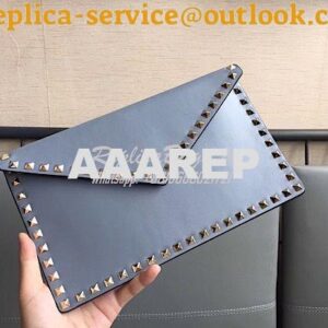 Replica Valentino Garavani Rockstud Leather Pouch Sky