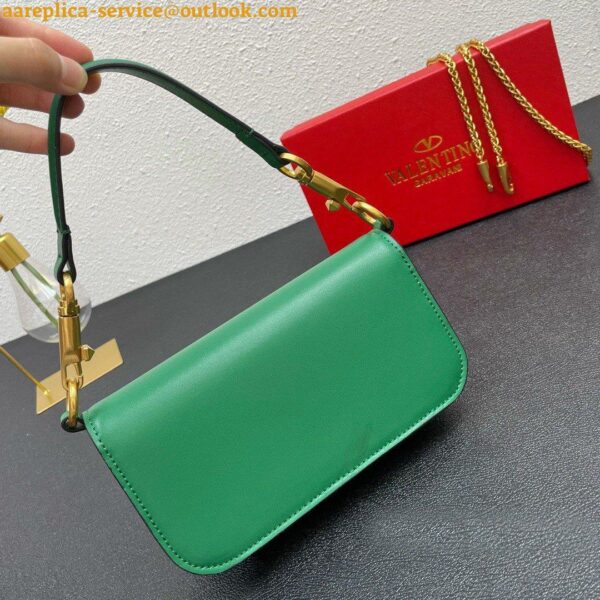 Replica Valentino Small Loco Shoulder Light Green Bag with Crystals Logo 5