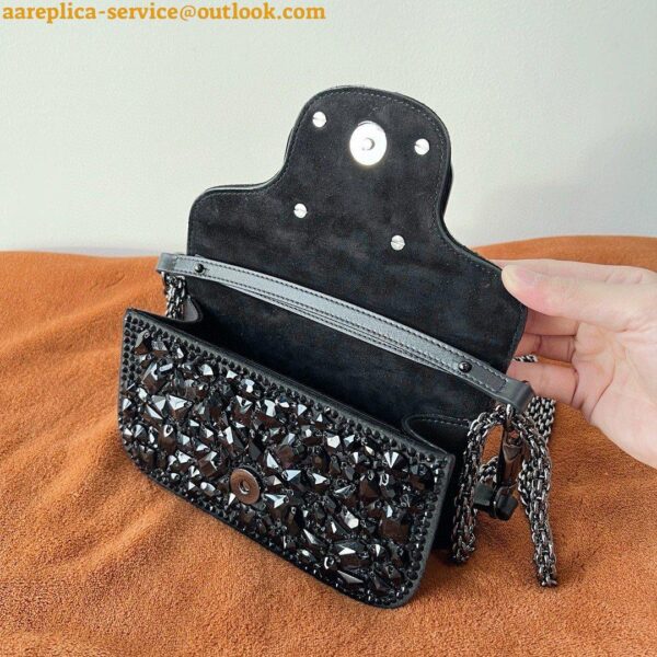 Replica Valentino Small Loco Shoulder Black Bag with Crystals Logo 19