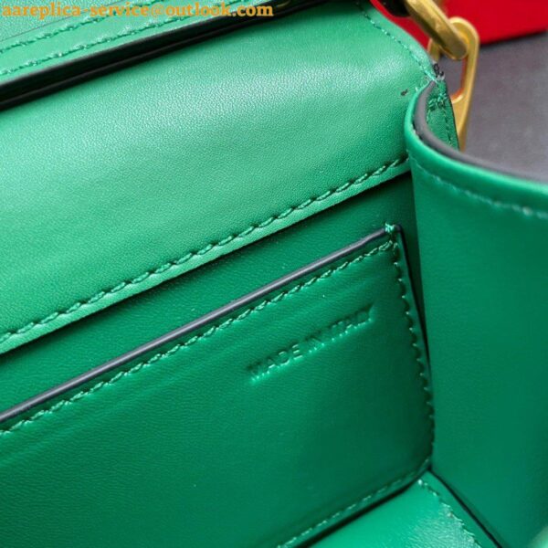 Replica Valentino Small Loco Shoulder Light Green Bag with Crystals Logo 9