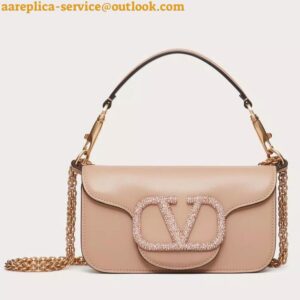 Replica Valentino Small Loco Shoulder Poudre Bag with Crystals Logo