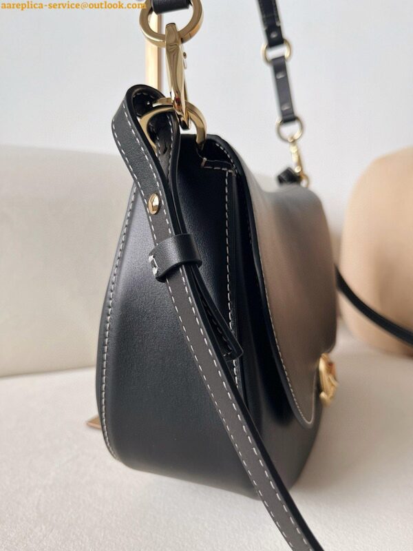 Replica Valentino Garavani Ohval Medium Shoulder Bag in Black Calfskin 5