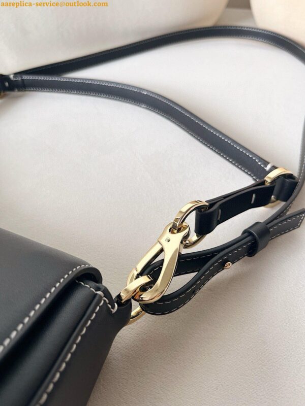 Replica Valentino Garavani Ohval Medium Shoulder Bag in Black Calfskin 7