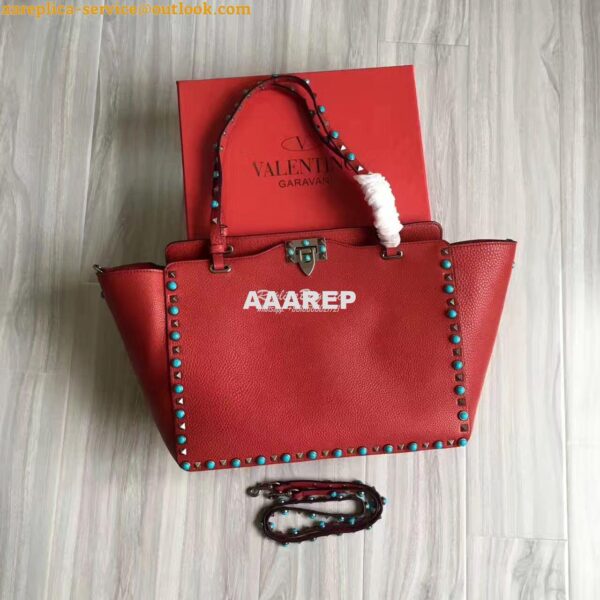 Replica Valentino Garavani Rockstud Rolling Tote Bag Red 3