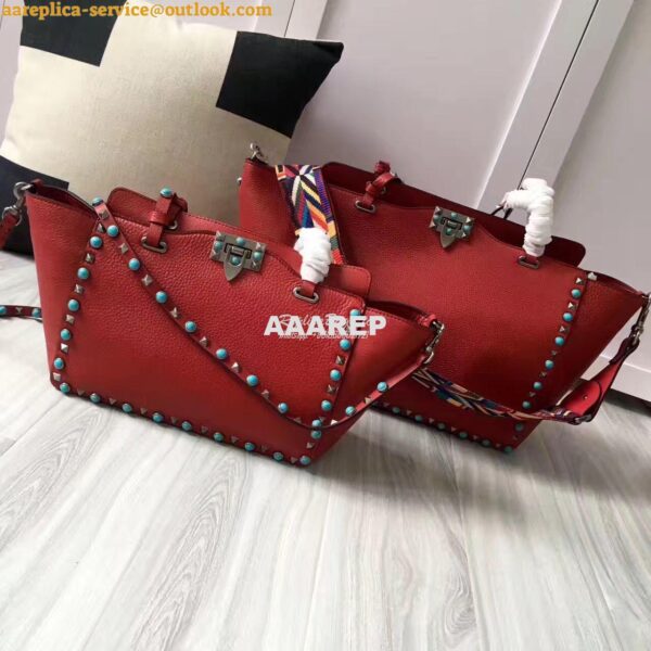 Replica Valentino Garavani Rockstud Rolling Tote Bag Red 4