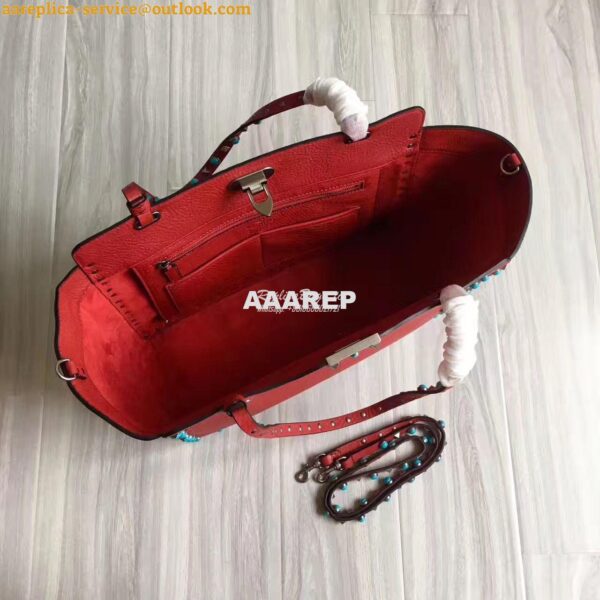 Replica Valentino Garavani Rockstud Rolling Tote Bag Red 9