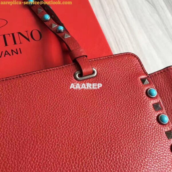 Replica Valentino Garavani Rockstud Rolling Tote Bag Red 10