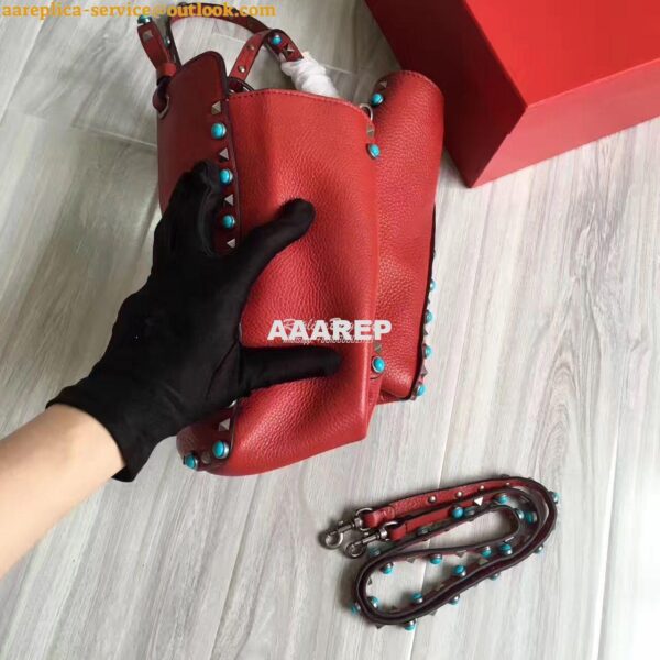 Replica Valentino Garavani Rockstud Rolling Tote Bag Red 11