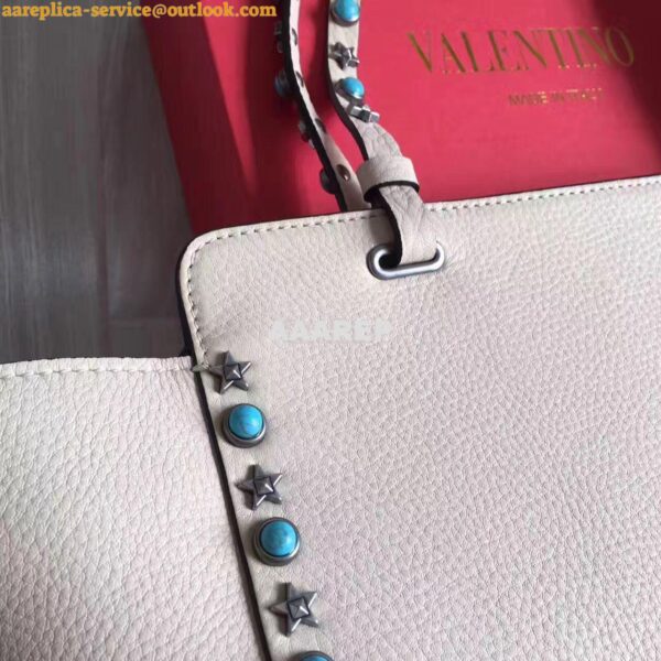 Replica Valentino Garavani Rockstud Rolling Tote Bag White 5