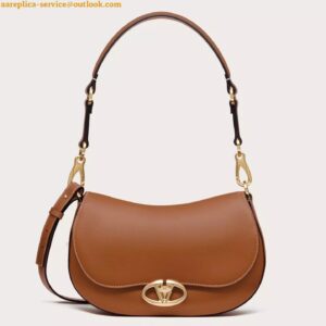 Replica Valentino Garavani Ohval Small Shoulder Bag in Brown Calfskin