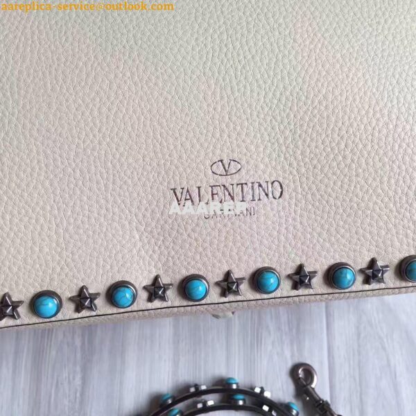 Replica Valentino Garavani Rockstud Rolling Tote Bag White 9