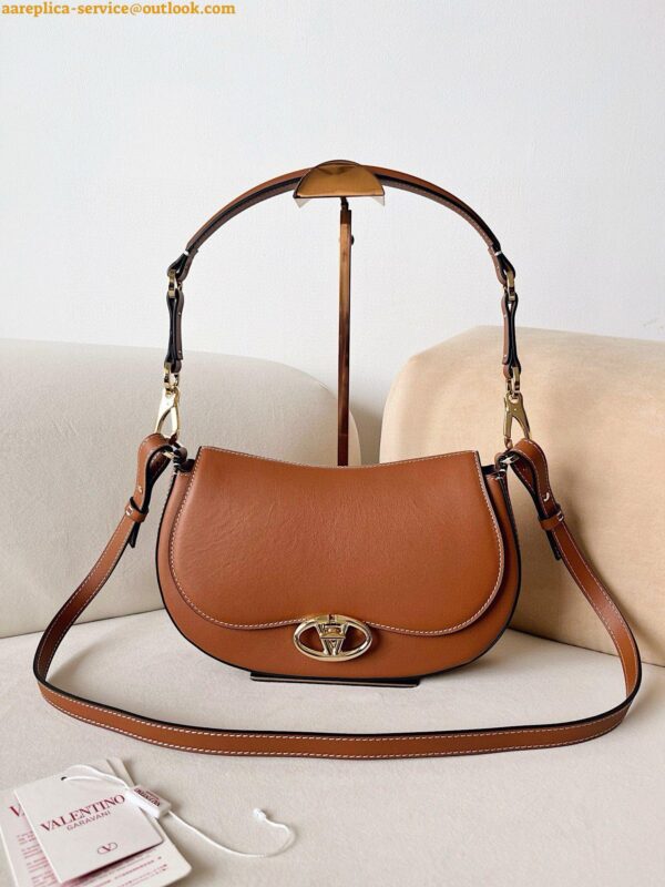 Replica Valentino Garavani Ohval Small Shoulder Bag in Brown Calfskin 6