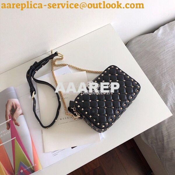 Replica Valentino Garavani Rockstud Spike Camera Bag Black 10