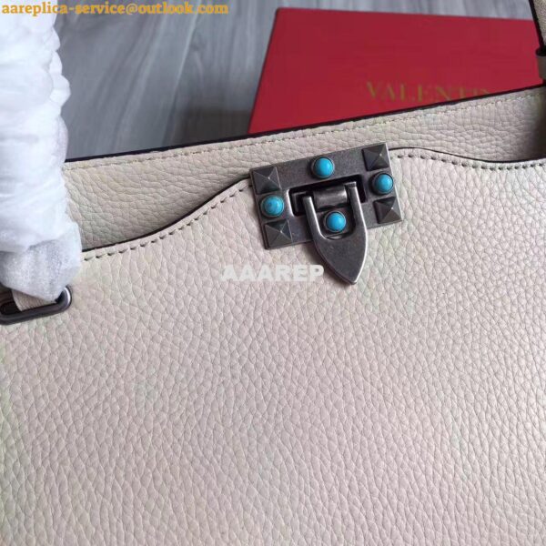 Replica Valentino Garavani Rockstud Rolling Tote Bag White 16