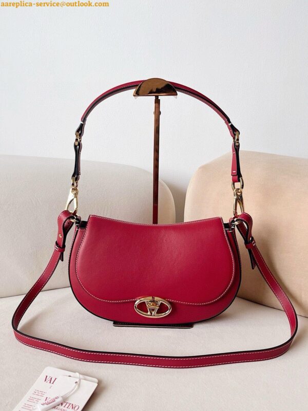 Replica Valentino Garavani Ohval Small Shoulder Bag in Red Calfskin 9