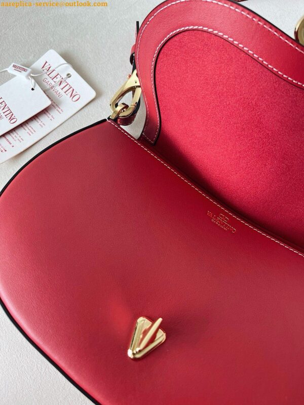 Replica Valentino Garavani Ohval Small Shoulder Bag in Red Calfskin 10