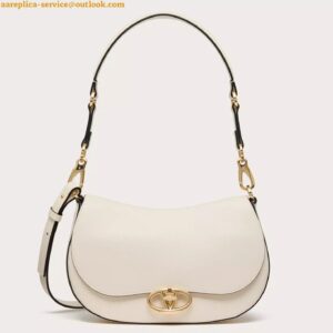 Replica Valentino Garavani Ohval Small Shoulder Bag in White Calfskin 2