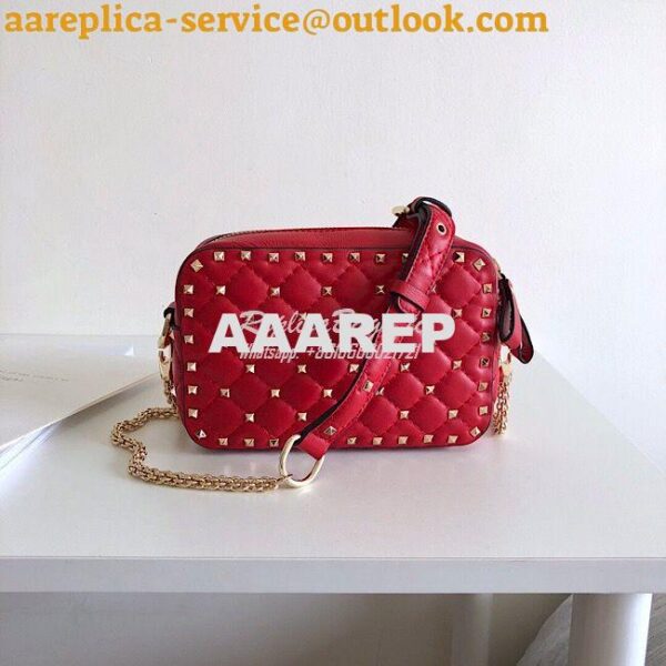 Replica Valentino Garavani Rockstud Spike Camera Bag Red 3