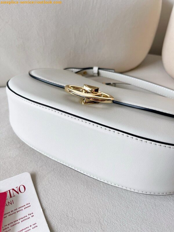 Replica Valentino Garavani Ohval Small Shoulder Bag in White Calfskin 4