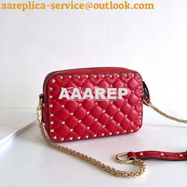 Replica Valentino Garavani Rockstud Spike Camera Bag Red 5