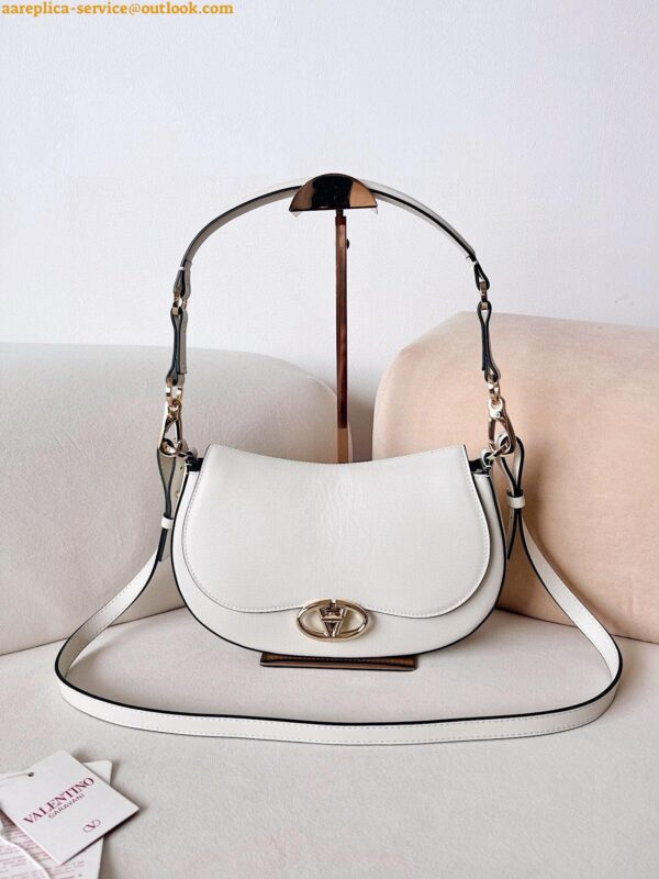 Replica Valentino Garavani Ohval Small Shoulder Bag in White Calfskin 6