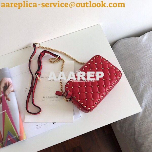 Replica Valentino Garavani Rockstud Spike Camera Bag Red 11