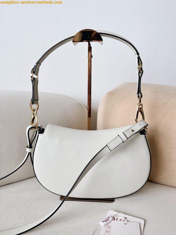 Replica Valentino Garavani Ohval Small Shoulder Bag in White Calfskin 9