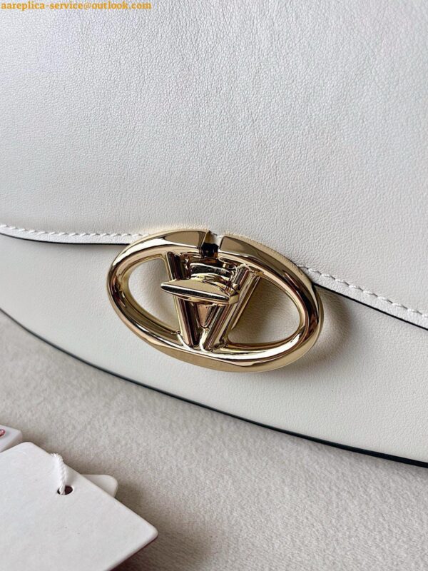 Replica Valentino Garavani Ohval Small Shoulder Bag in White Calfskin 11