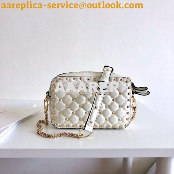 Replica Valentino Garavani Rockstud Spike Camera Bag White 3