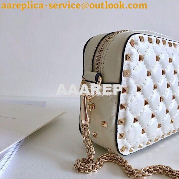 Replica Valentino Garavani Rockstud Spike Camera Bag White 4