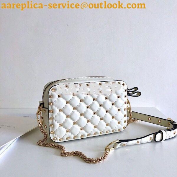 Replica Valentino Garavani Rockstud Spike Camera Bag White 6