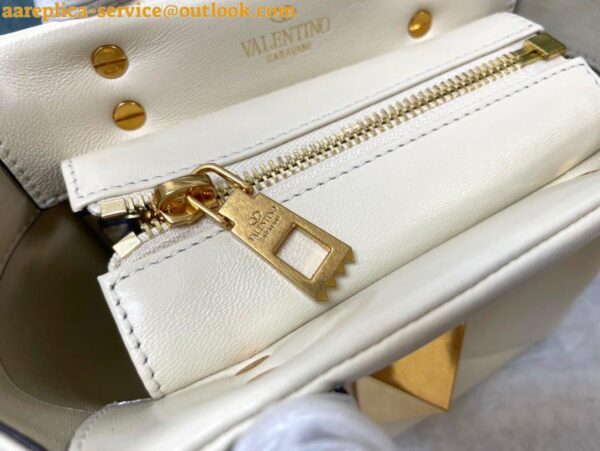 Replica Valentino One Stud Top Handle Bag In White Nappa Leather 7