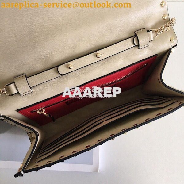 Replica Valentino Garavani Rockstud Spike Gold Chain Bag Beige 7